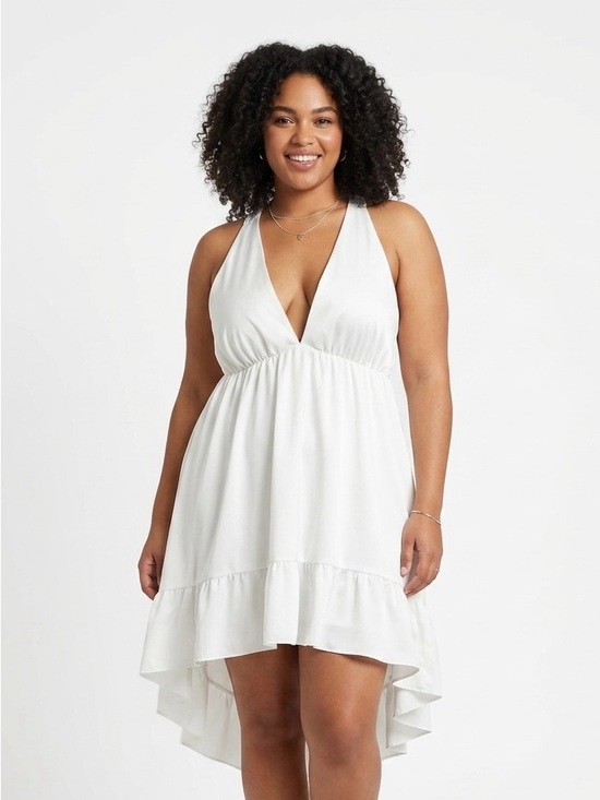 Source Unknown Dresses & Skirts - White High-Low Halter Sundress - XL
